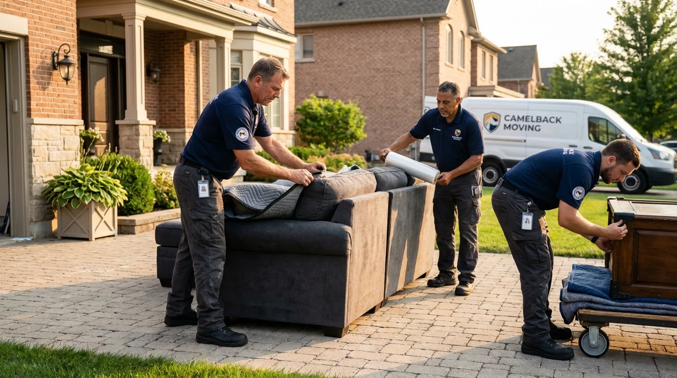 Large estate moving crew wrapping furniture in Candia, NH